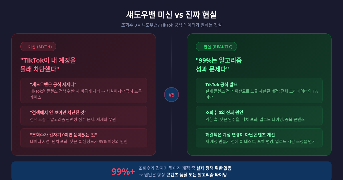 조회수 0의 진짜 원인 — 섀도우밴은 99% 미신입니다